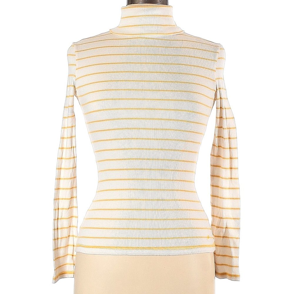 Active Bird White with Orange Stripes Long Sleeve Turtleneck Size S EUC